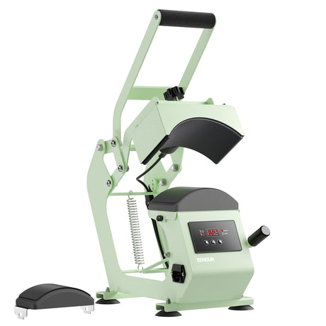 Hat Press Heat Machine for Caps with 2 Platens, Precise Temp&Timer Control, Hat Heat Press with Timer Auto Starter, Sublimation Hat Press for Trucker Hat & Iron on Vinyl, Heat Transfer (Light Green) EENOUR