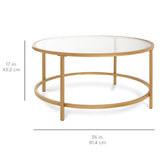Best Choice Products 36in Modern Round Tempered Glass Accent Side Coffee Table for Living Room, Dining Room, Tea, Home Décor w/Satin Trim, Metal Frame, Non-Marring Foot Caps - Bronze Gold Best Choice Products