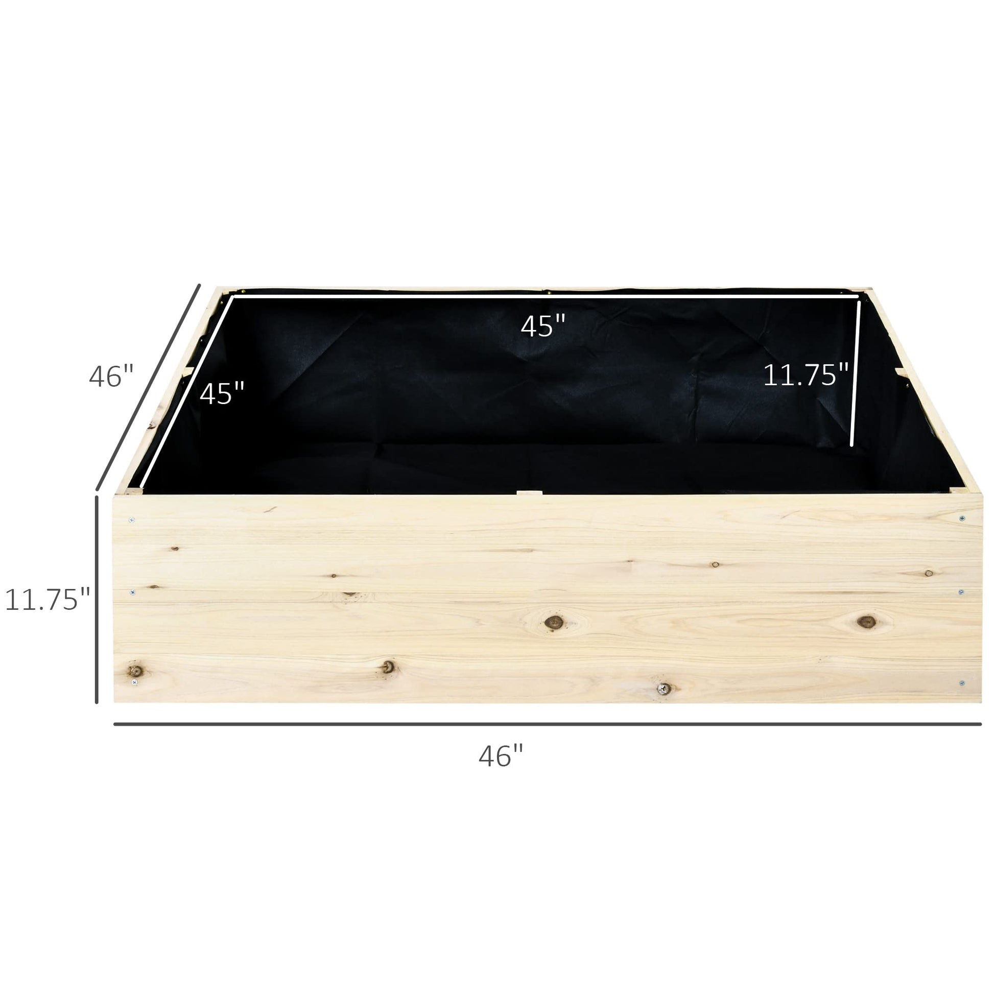 Outsunny Wooden Raised Garden Bed Kit, Elevated Planter Box with Bed Liner for Backyard, Patio to Grow Vegetables, Herbs, and Flowers, 4' x 4' x 12" - WoodArtSupply