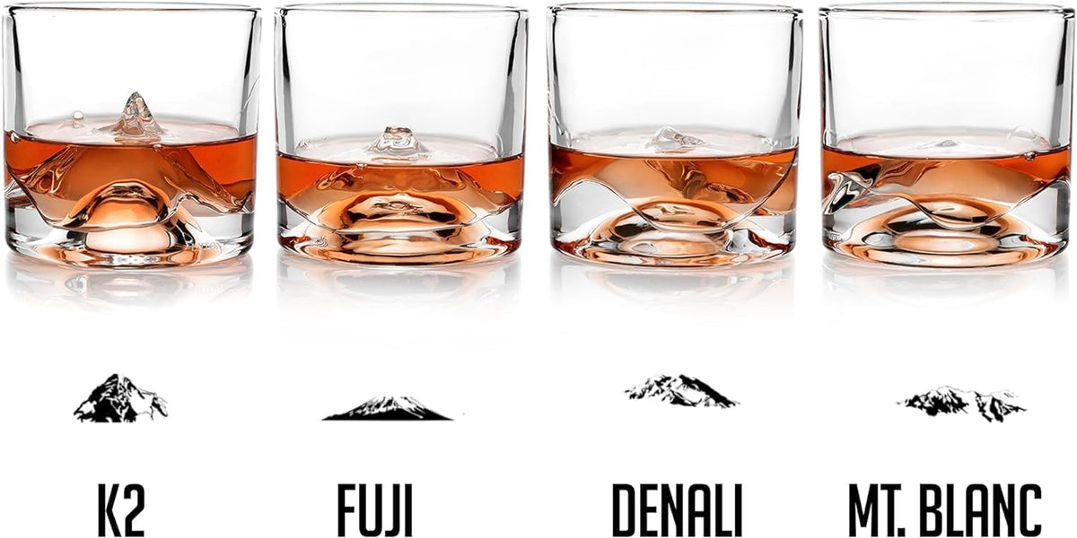 LIITON The Peaks Mountains Crystal Bourbon Whiskey Decanter Gift Set with 4 Old Fashioned Glasses, Premium Luxury Gifts for Men, Vodka, Scotch, Liquor, 1,000 ML LIITON