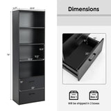Tangkula 4 Shelf Bookcase with 2 Drawers, 74 Inch 4 Tiers Tall Open Bookshelf with 2 Slide-Out Drawers, Anti-toppling Device, Freestanding Wood Storage Shelf for Home Office (Black, 74" H) Tangkula