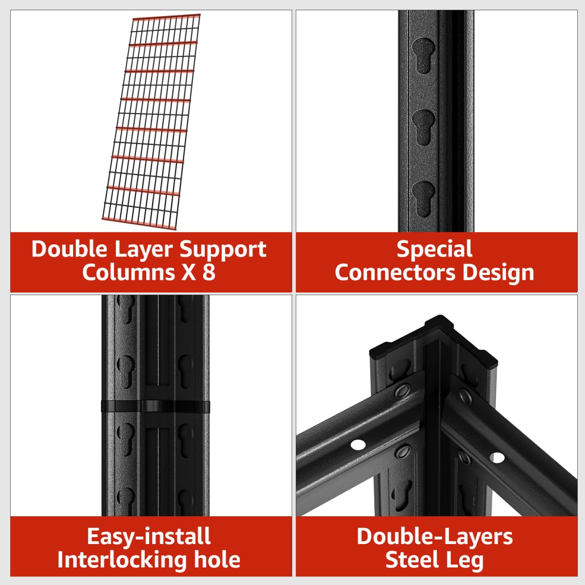 SYLOUGH 55.12" W Father&I 6-Shelf Industrial Adjustable Heavy-Dudy Tall Metal Garage Storage Shelves Shelving Units/Steel Wire Rack System (Commercial) for Basement/Shop, 84" H*55.12" W*24" D*, Black SYLOUGH
