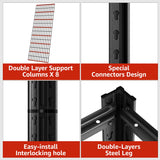 SYLOUGH 55.12" W Father&I 6-Shelf Industrial Adjustable Heavy-Dudy Tall Metal Garage Storage Shelves Shelving Units/Steel Wire Rack System (Commercial) for Basement/Shop, 84" H*55.12" W*24" D*, Black SYLOUGH