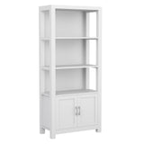 Martha Stewart Hutton Four Tier Shaker Bookcase with Storage Cabinet in Gray with Brushed Nickel Hardware Martha Stewart
