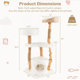 PETSITE 49" Tall Wooden Cat Tree, Solid Wood Cat Tower with Jute Scratching Posts, Cat Condo, Cattail Fluff Top Perch, Multi-Layer Cat Activity Center, Modern Cat Climbing Furniture for Indoor Cats PETSITE