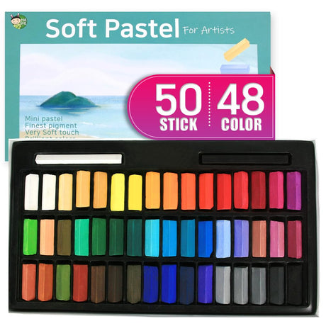 HA SHI Soft Chalk Pastels, 48 colors with additional 2pcs, Non Toxic Art Supplies, Drawing Media for Artist Stick Pastel for Professional, Kids, Beauty Nail Art, Pan Chalk Pastels HA SHI