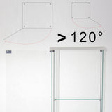 JT Glass Display Cabinet 4 Shelves with Light and Door, Easy to Install, Solid Tempered Glass, Floor Standing Curio Bookshelf for Living Room Bedroom Office (White) JT