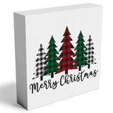 Funny Christmas Trees Wooden Box Sign Plaque Merry Christmas Wood Box Sign Rustic Art Home Shelf Desk Decor 5 x 5 x 1 Inches Woght