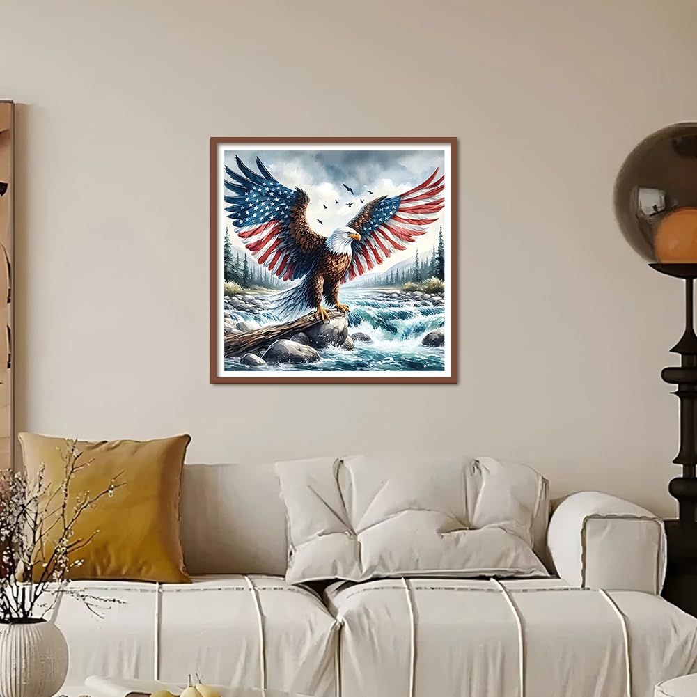 Kulvci Eagle Diamond Painting Kits for Adults, Round Full Drill Diamond Art Kits, 5D DIY Diamonds Crafts for Home Wall Decoration Gifts 12×12Inch Kulvci