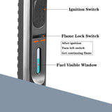 Yeuligo Torch Lighters, 7.6in Long Butane Lighter with Visible Window, Adjustable and Refillable Lighter for Kitchen Fireplace Camping Candle Grill BBQ Fireworks.Gas Not Included(Black) Yeuligo