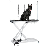 Hydraulic Pet Grooming Table for Large Dogs, Adjustable Height - Electric Dog Grooming Table Trimming/Drying Table w/Arm/Noose Maximum Capacity Up to 264Lb, White Hipicute