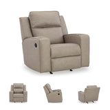 Signature Design by Ashley Lavenhorne Contemporary Faux Leather Upholstered Manual Rocker Recliner with 2 Cup Holders, Beige Signature Design by Ashley