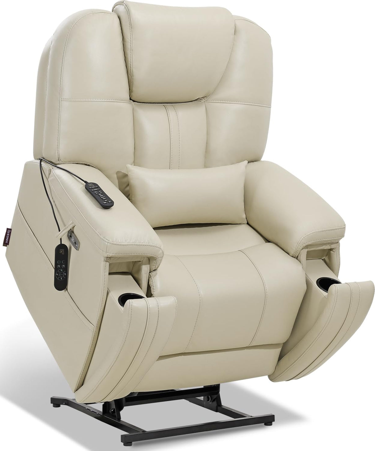 EONIX Triple Motor Lay Flat Power Lift Recliner Chair for Elderly with Adjustable Headrest, 400lbs Electirc Lift Chair for Living Room, Lumbar Pillow, Extended Footrest, Cream White EONIX