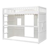 NCKMYB Twin Loft Bed with Under Bed Play Room, Wooden Loft Bed with Cabin, Kids Loft Bed for Kids Teens Boys & Girls or Small Room (White) NCKMYB