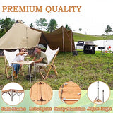 KingCamp Bamboo Folding Table Environmental Camping Table with Adjustable Height Aluminum Legs Heavy Duty 4-Folds Portable Camp Tables for Travel, Picnic, Party, Beach, 1-2 People KingCamp