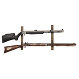 Allen Company Indoor Firearm Wooden Wall Mount - Heavy-Duty Gun Rack Display That Holds 2 Rifles/Shotguns - Hanging Storage for Home - Comes with Wood Blocks, Metal Hooks, and Screws - Brown/Black Allen Company