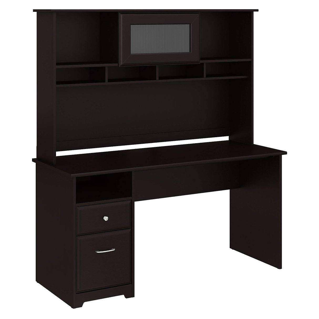 Bush Furniture Cabot 60W Computer Desk with Hutch and Drawers in Espresso Oak Bush Business Furniture