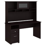Bush Furniture Cabot 60W Computer Desk with Hutch and Drawers in Espresso Oak Bush Business Furniture