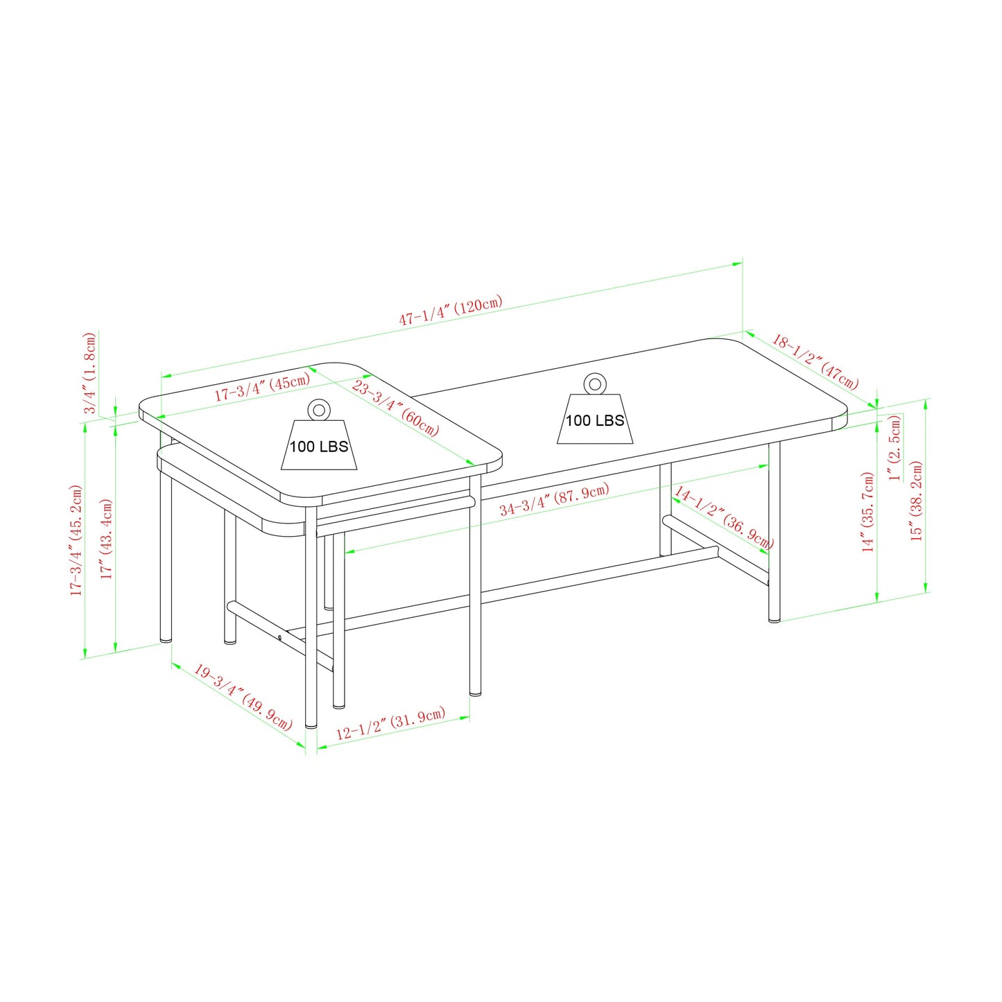 Walker Edison Lyson Coastal Oak Modern Nesting Tables Set of 2 - WoodArtSupply