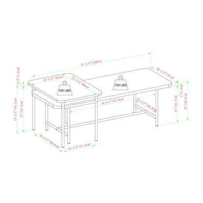 Walker Edison Lyson Coastal Oak Modern Nesting Tables Set of 2 - WoodArtSupply