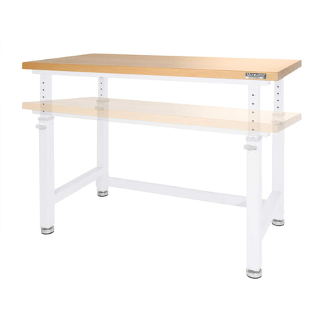 Seville Classics UltraHD Heavy Duty Workbench Table w/Solid Wood Top, 1000 lbs. Weight Capacity Workstation for Garage, Warehouse, Workshop, White, 48" W x 24" D x 28.5" to 42" H Desktop Seville Classics
