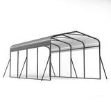 HOGYME Carport 12x20 FT Heavy Duty Carport Canopy with Updated Frame Structure Galvanized Steel Roof and Enhanced Base, Metal Carport Garage for Pickup, Boat, Car and Tractors, Grey HOGYME