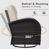 LayinSun 10 Pieces Outdoor Patio Furniture Set with Fire Pit Table, Rattan Wicker Sectional Swivel Rocker Chairs Sets LayinSun