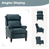 HULALA HOME Genuine Leather Recliner Chair, Traditional Manual Pushback Comfy Seating for Living Room, Thick Cushion & Solid Wood Legs, Wingback Recliner with Nailhead Trim, Turquoise HULALA HOME