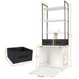 DWANTON Litter Box Enclosure with 3 Storage Shelves and 2 Drawers, 2-in-1 Hidden Cat Litter Box Enclosure Furniture with Shelf, Reversible Entrance, Washable Drawers, 61.8-Inch, White Dwanton