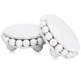 2 Pcs Wooden Risers for Displays Round Wood Riser Distressed Wood Risers Farmhouse Pedestal Display Stand Rustic Pedestal Stand Decor Beaded Display Risers for Tiered Trays Home (White, 3.94 Inch) Yookeer