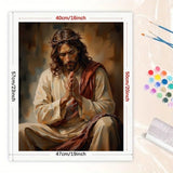 Religious Art Paint by Numbers Kit for Adults - DIY Seated Jesus in Prayer Painting on Canvas 16x20 Inches, Acrylic Paint Set, Suitable for Beginners, Christian Art for Home Decoration/Gifts TAOPAOLAB