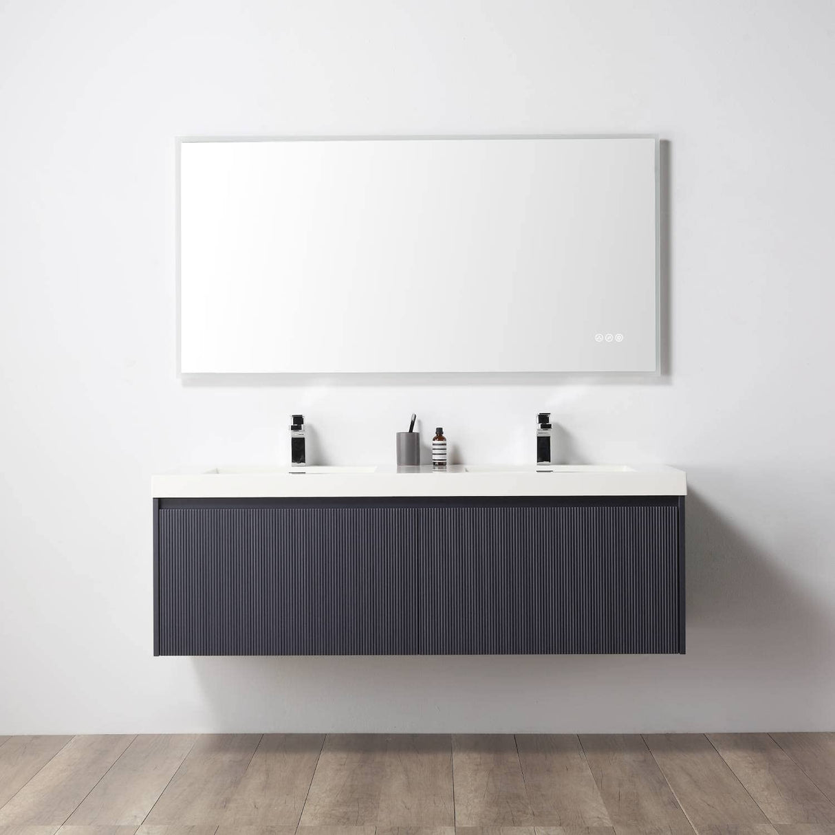 Positano All Wood Floating Bathroom Vanity with Acrylic Sink (60" w/Acrylic Sink, Night Blue) Blossom