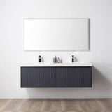 Positano All Wood Floating Bathroom Vanity with Acrylic Sink (60" w/Acrylic Sink, Night Blue) Blossom