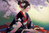 Adorable Japanese Kimono Girl Diamond Painting Kits DIY Adult Beginner Embroidery Kit - Cherry Blossom Tree Landscape Art,for Beautiful Room Decor Living Room Decor 30X45 cm Adorable