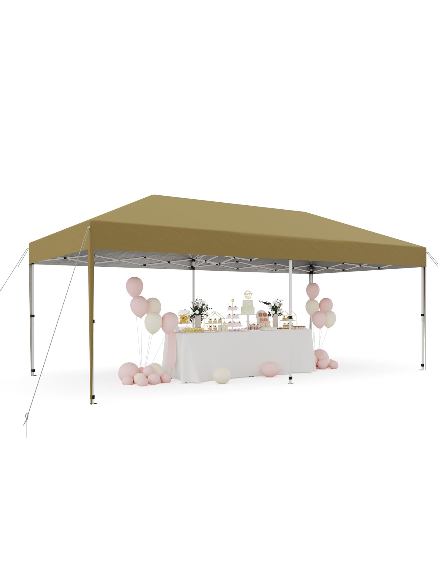 10'x 20' Pop Up Canopy Tent for Parties, Heavy Duty Commercial Canopy Tent Outdoor Vendor Party Tent Waterproof Gazebo Shelter for Patio Outdoor Party Events, Khaki