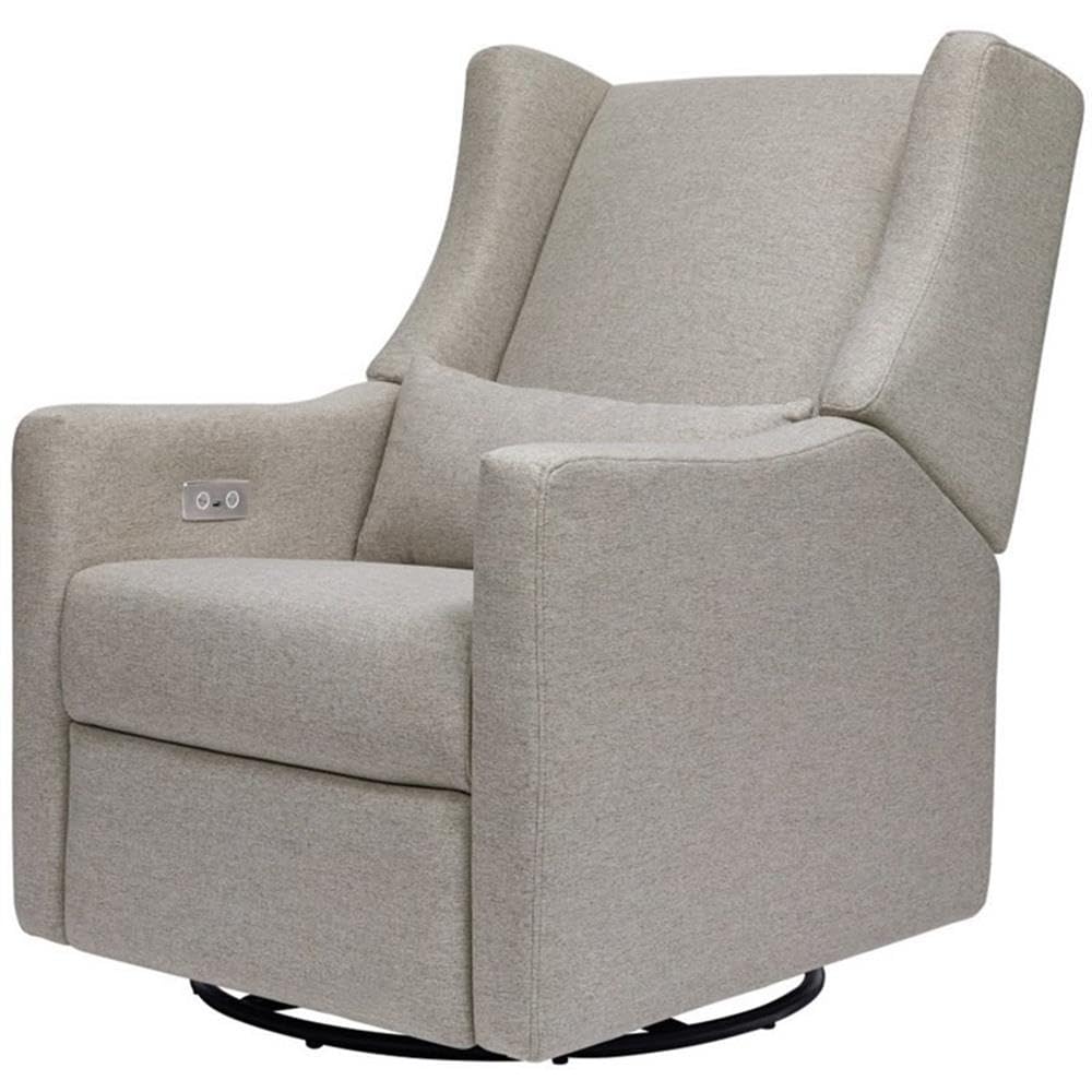 Babyletto Kiwi Electronic Power Recliner and Swivel Glider with USB Port in Performance Grey Eco-Weave, Water Repellent & Stain Resistant, Greenguard Gold and CertiPUR-US Certified babyletto