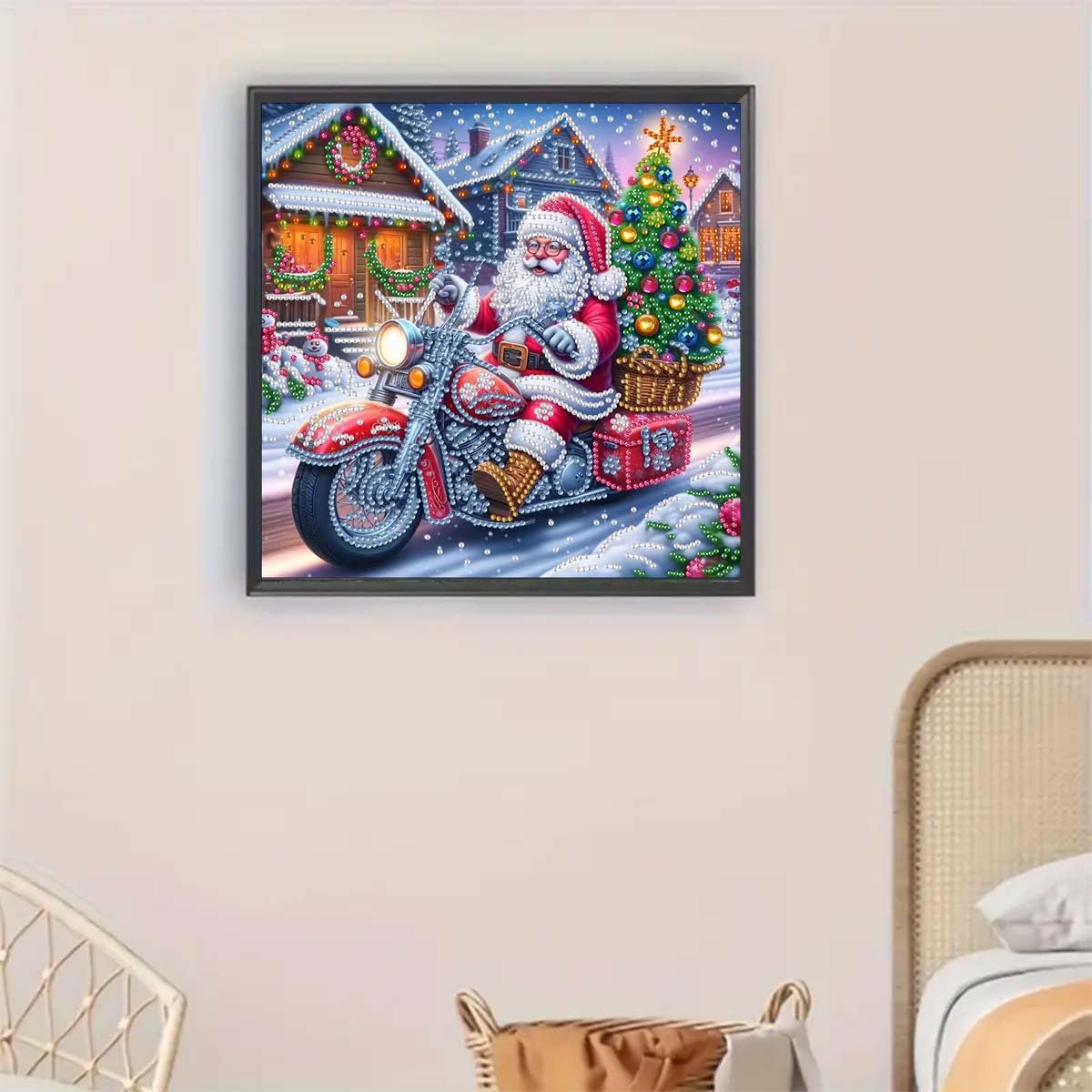 GEMFAMILY Diamond Art Kits for Adults Beginner,Special Shape Diamond Painting Kits for Santa Claus On Motorcycle,DIY Crystal Rhinestones Christmas Painting for Home Wall Decor11.8 x 11.8Inch GEMFAMILY