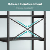 Denkee 5-Tier Bakers Rack for Kitchen with Storage, Industrial Microwave Stand Shelf, Coffee Bar for Small Spaces, Free Standing Kitchen Storage Shelf Rack, 23.62" L x 15.75" W x 60.24" H, Black Denkee