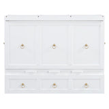 Harper & Bright Designs Full Size Murphy Bed with USB Charging Station/Large Drawer, Wood Full Size Bed Wall Bed with Storage, Cube Cabinet Bed for Home Office Guest Room Bedroom,White Harper & Bright Designs