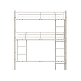LUMISOL Twin Over Twin Over Twin Triple Bunk Bed, Heavy Duty Metal Triple Bunk Bed Frame with Ladder, Detachable Bunk Beds Can be Divided into 3 Beds, White LUMISOL