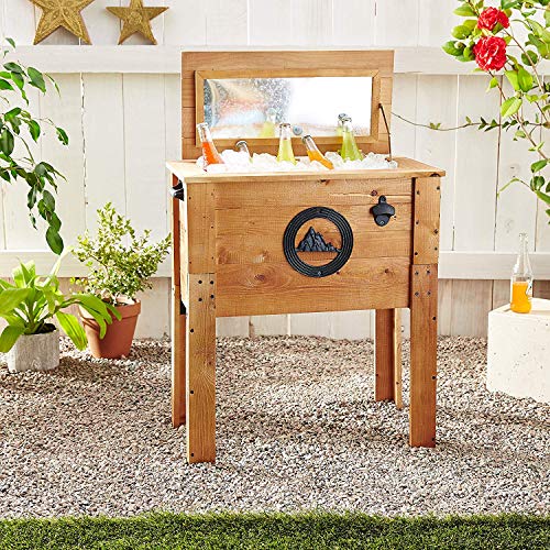Rustic Outdoor Beverage Cooler for Patio - 45 Qt. - Rustic Brown BACKYARD EXPRESSIONS PATIO · HOME · GARDEN