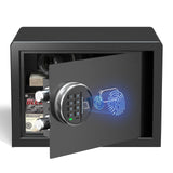 Grimtron Smart Biometric Safe - (0.80 cu. ft.) Fingerprint Lock Box with Silent Mode, Backlit Keypad and LED Light, Small Caja Fuerte with Anti-Rust and Anti-Theft Grimtron