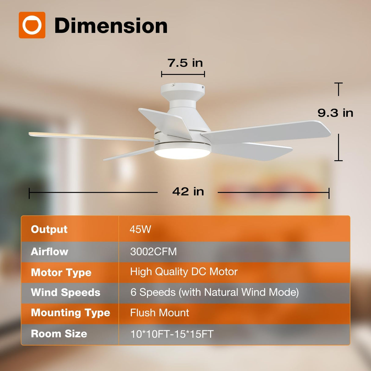 addlon Ceiling Fans with Lights, 42 Inch Low Profile Ceiling Fan with Light And Remote Control, Flush Mount, Reversible, 3CCT, Dimmable, Quiet, White Small Ceiling Fan for Bedroom Indoor/Outdoor Use addlon