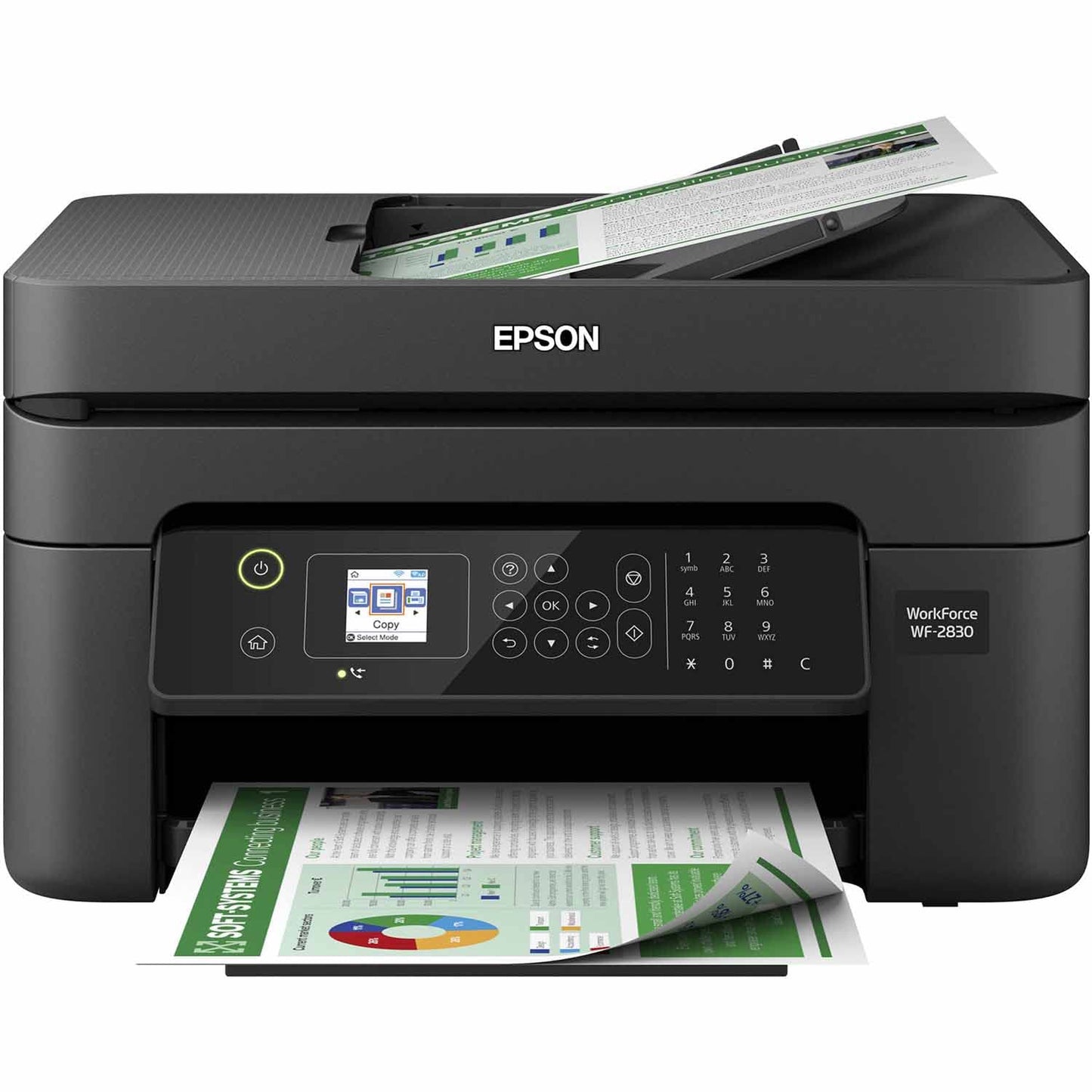 Epson Workforce WF-2830 Wireless Color Inkjet All-in-One Printer, Print Scan Copy and Fax, Automatic 2-Sided Printing, 1. 4" Color LCD, 100-sheet Paper Tray, Wi-Fi Direct Connectivity, Black