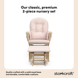 Storkcraft Premium Hoop Glider & Ottoman (Natural/Pink) — GREENGUARD Gold Certified Nursery Glider, Solid Wood Craftsmanship, Smooth-Gliding Nursery Chair and Ottoman, Award-Winning Storkcraft