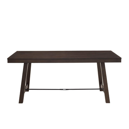 Walker Edison Liam Rustic Farmhouse Trestle Style Dining Table, 70 Inch, Dark Brown Oak - WoodArtSupply