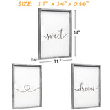 Set of 3 Framed Farmhouse Sweet Dreams Sign 11x14” Above Bed Wall Decor for Bedroom Decor Wall Art Wood Signs (11"x14", Gray) Houmury