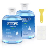 GHHKUD Jigsaw Puzzle Glue,300ML Puzzle Glue Clear with Applicator Brushes for Puzzle Paper Wood, Replace Puzzle Saver Sealer for Over Thousands Pieces of Puzzle Glue Sheets Accessories Tools (Blue) GHHKUD