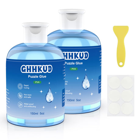 GHHKUD Jigsaw Puzzle Glue,300ML Puzzle Glue Clear with Applicator Brushes for Puzzle Paper Wood, Replace Puzzle Saver Sealer for Over Thousands Pieces of Puzzle Glue Sheets Accessories Tools (Blue) GHHKUD