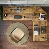 CubiCubi L Shaped Desk, 59.1 Inch Reversible Corner Desk with Storage Shelves, Home Office Desk for Writing Gaming Study, Rustic Brown CubiCubi